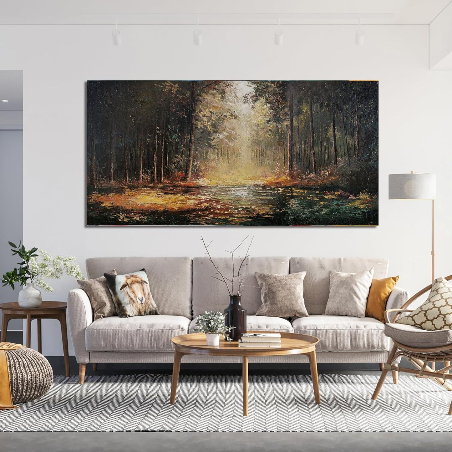 Canvas Wall Art Decor Large Wall Art Pictures for Living Room Landscape Natural Wall Art Decor Artwork for Walls Mystical Path Yellow Forest Wall Art Prints Art Work for Home Office Wall Decor 24"x48"