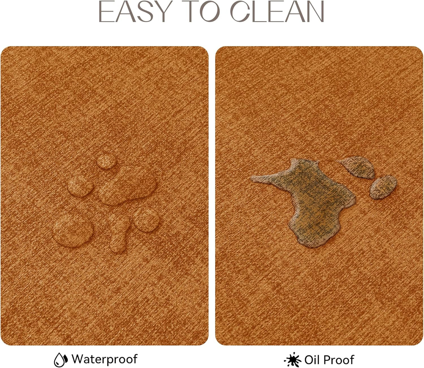 Romanstile Vinyl Placemats Set of 12-12 X 18 Inch - Heat Resistant Place Mats 100% Waterproof Oilproof Wipeable Reversible Faux Leather Table Mats for Kitchen/Dining/Party/Outdoor, Orange