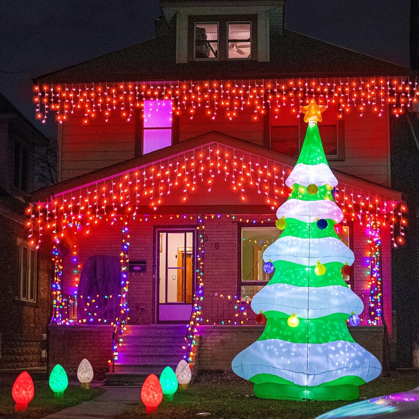 Christmas Icicle Lights Outdoor, 66FT 640 LED Icicle Lights for Outside with 8 Modes Timers, Waterproof Plug in String Light for House Yard Eave Patio Wedding Party Holiday Decorations, Red