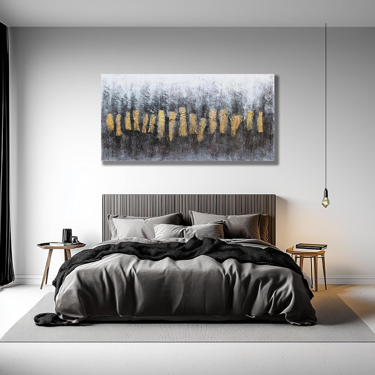 Belmrxne Large Abstract Wall Art Black and Gold Canvas Painting Dark Room Decor Aesthetic Funky Wall Decor Personalized Artwork for Living Room Bedroom Dining Room Office Home Decor 30x60 inch