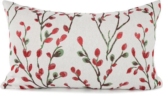 YOUR SMILE Classical Embroidery Jacquard Christmas Red Square Decorative Throw Pillow Case Cushion Cover,12x20 inch