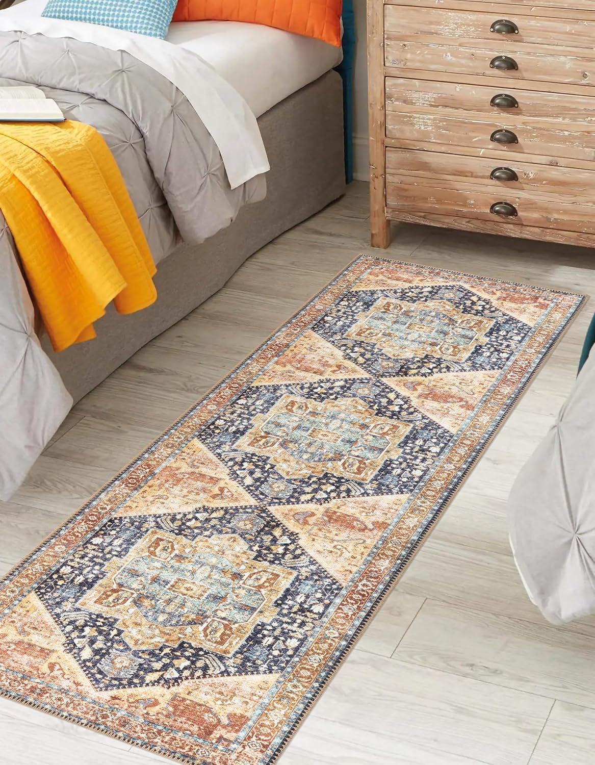 Keen Home Design 2x10 Rug - Machine Washable Runner with Non-Slip Backing, Ideal for Hallway, Entryway, Kitchen, Laundry Room - Vintage, Easy Clean, Durable, Low Pile Rug - (2'6" x 10')