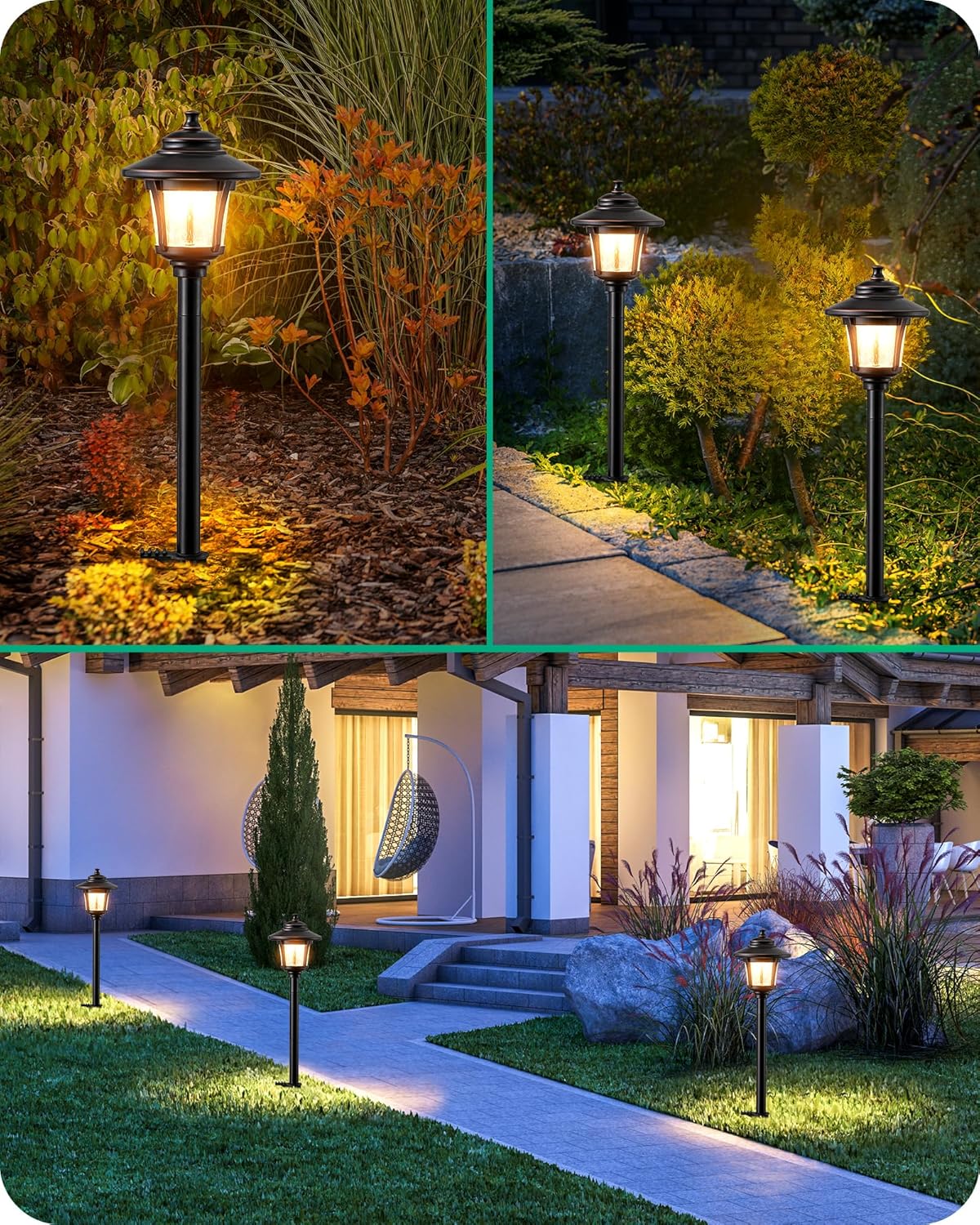 EDISHINE Low Voltage Pathway Lights Wired, 12V 3W 120LM 3000K Seed Glass Outdoor Landscape Lighting with Connectors, ORB Waterproof Electric LED Landscape Path Lights for Walkway Garden Yard, 10 Pack