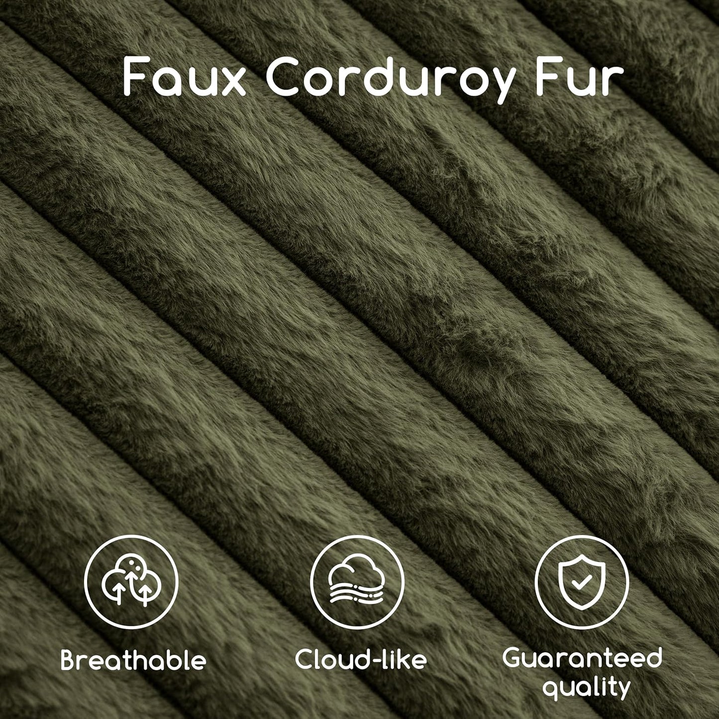 HIGOGOGO Round Stuffed Pouf Ottoman, Corduroy Poufs with High-Density Foam Filling, Furry and Fluffy Pouf Foot Stool Storage Ottoman, 20 X 15 Floor Poufs Foot Rest for Living Room, Green