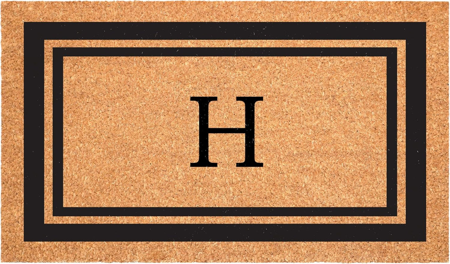 Calloway Mills 152962448 Black Border 24" x 48" Monogram Doormat (Letter H)