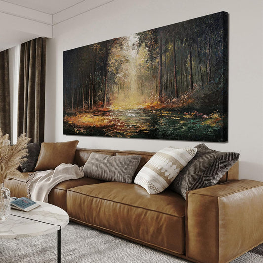 Canvas Wall Art Decor Artwork for Walls Canvas Wall Art for Living Room Landscape Natural Wall Art Decor Mystical Path Yellow Forest Wall Art Prints Art Work for Home Office Room Wall Decor 20" x 40"