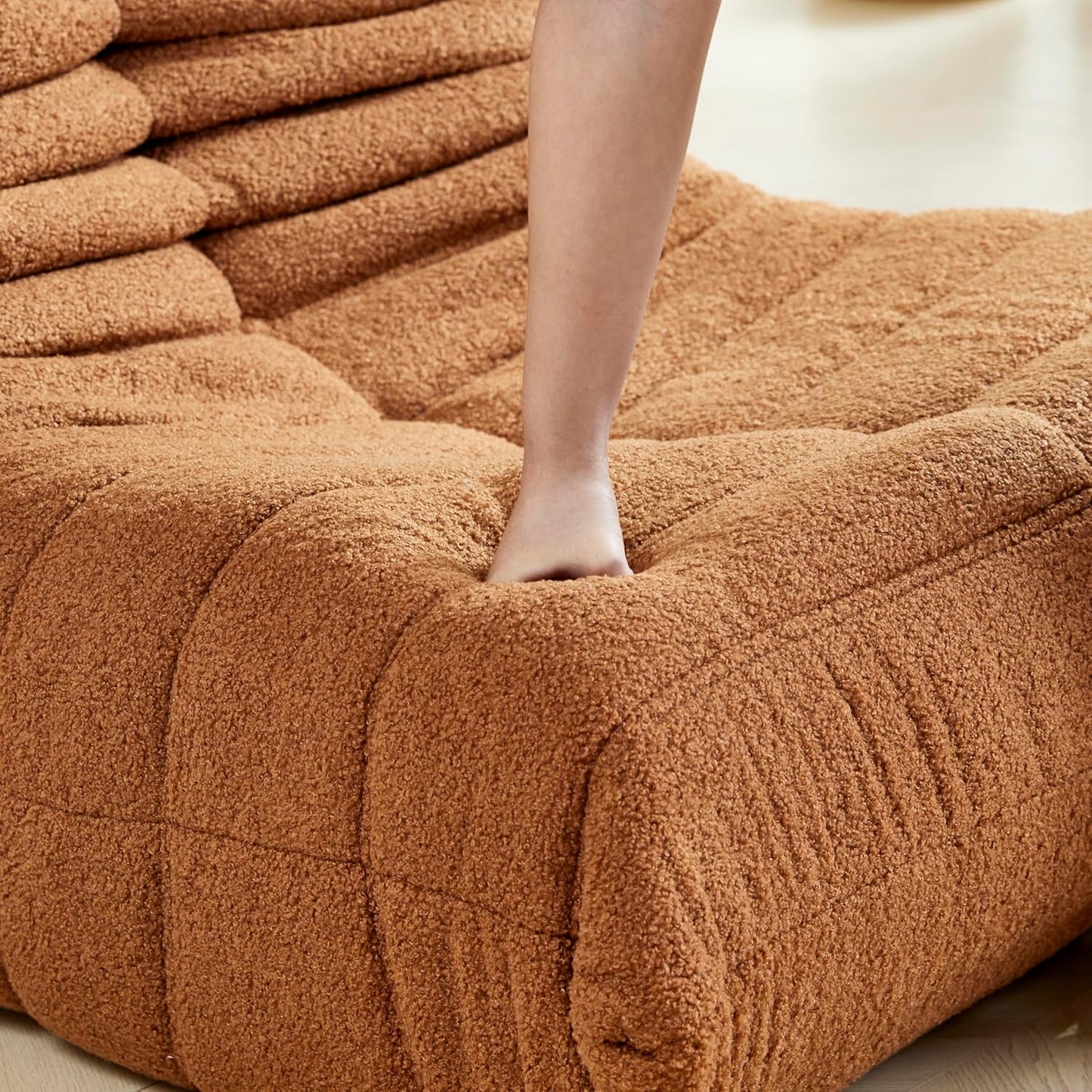 Bean Bag Chair, Fireside Chair Bean Bag Sofa Large Bean Bag Chair for Adults, Bean Bag Chairs for Teens with High Density Comfortable Foam, Memory Foam Bean Bag for Living Room, Bedroom (Orange)