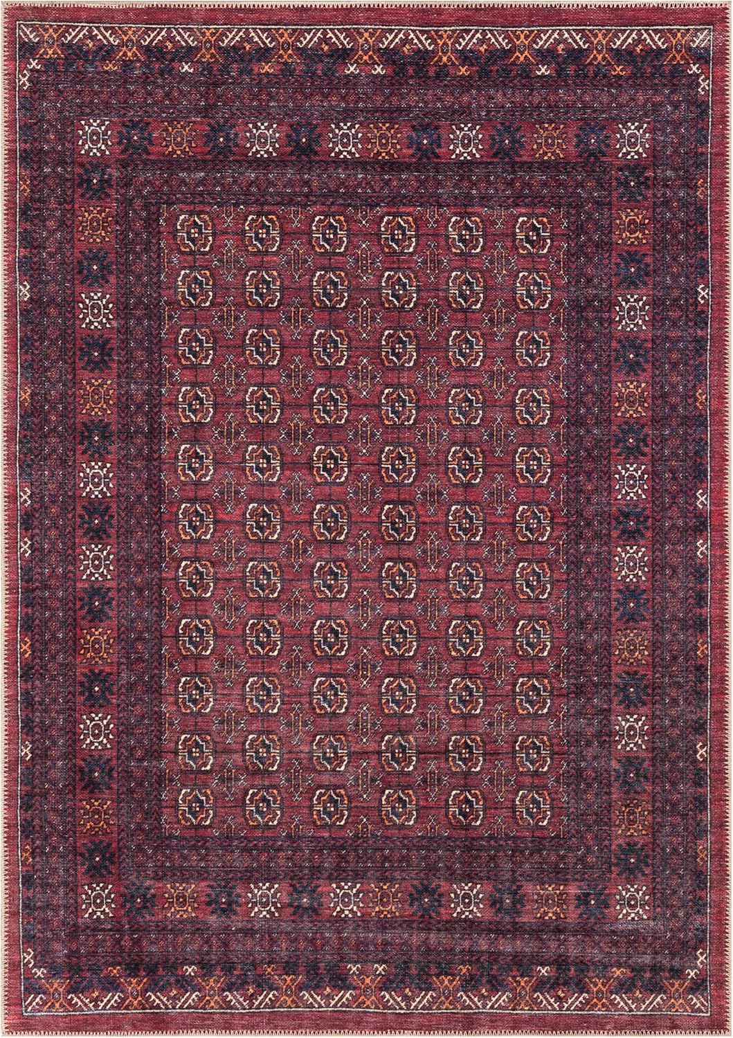Keen Home Design 5x7 Rug - Machine Washable Area Rug with Non-Slip Backing, Ideal for Living Room, Dining Room, Bedroom - Vintage, Easy Clean, Durable, Low Pile Rug - (5' x 7')
