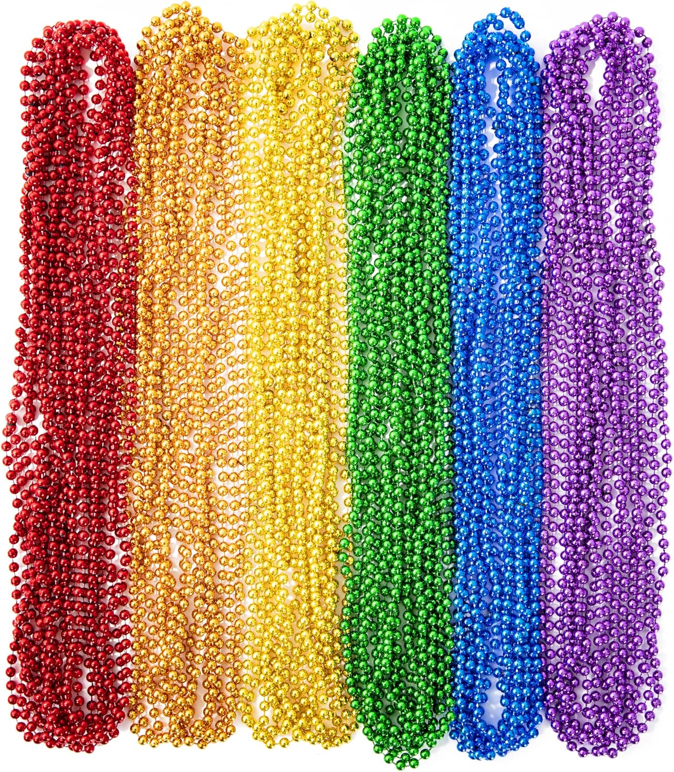 50PCS Pride Stuff, Gay Pride Beads Accessories, 6 Kinds of Metallic Rainbow Beads Necklace Bulk, LGBTQ Pride Necklace for Women Men, Costumes Decor for Pride Month Parade Throws Party Favors