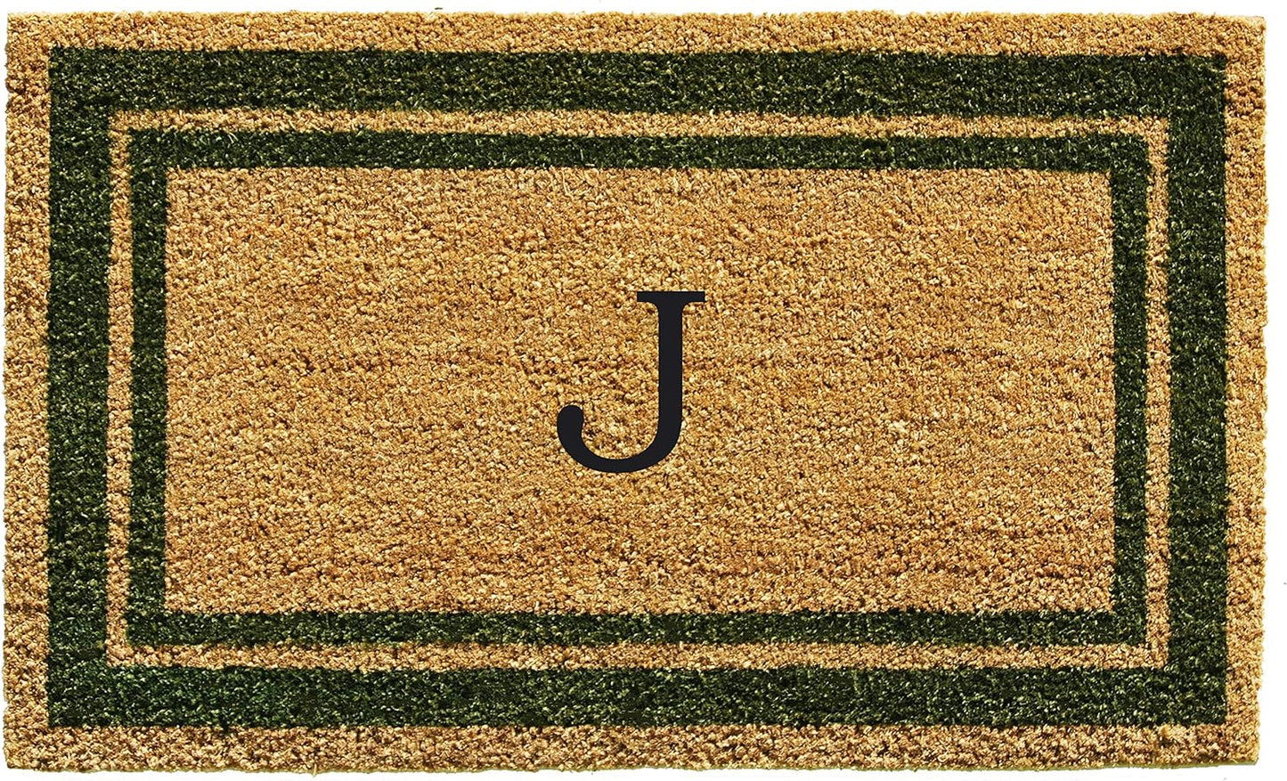 Calloway Mills 153042436J Sage Green Border 24" x 36" Monogram Doormat, (Letter J)