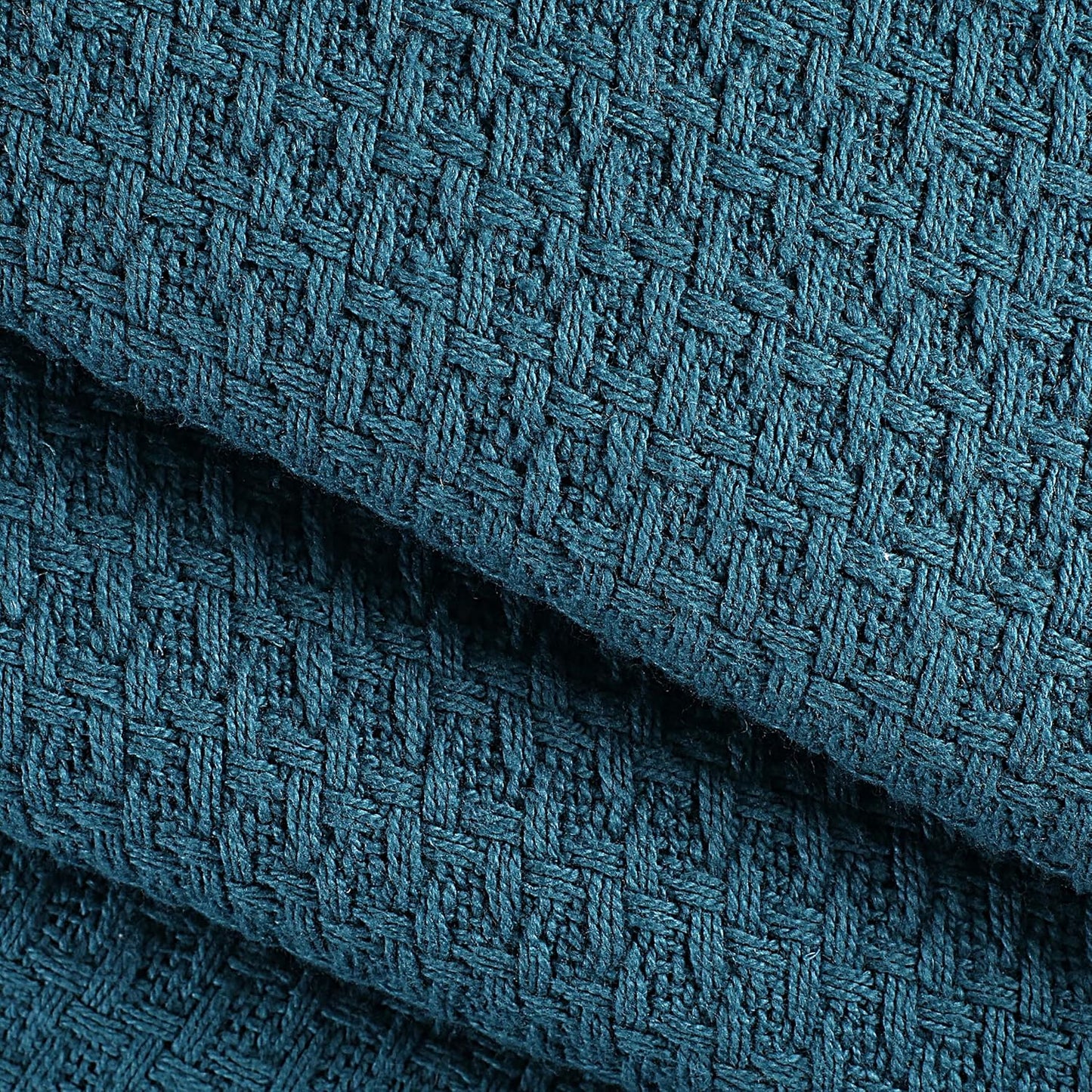 Elvana Home 100% Cotton Bed Blanket, Breathable Bed Blanket King Size, Cotton Thermal Blankets King, Perfect for Layering Any Bed for All Season, Teal Green