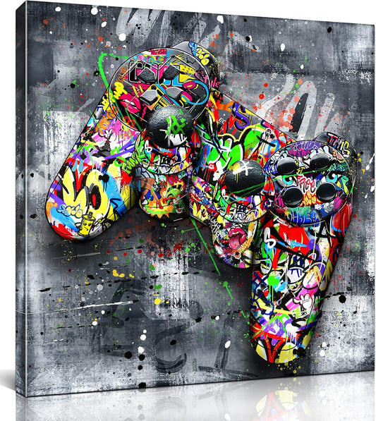 JKWALL77 Graffiti Canvas Wall-Art For living Room Large Size - Banksy Gaming Wall Art For Teen Boy Room Decor - Abstract Wall Painting Ready to Hang Size 20" x 20"