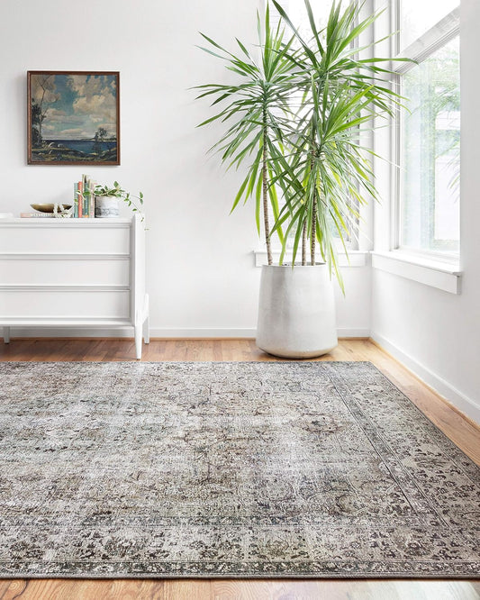 Loloi Layla Collection LAY-06 Taupe/Stone 2'-6" x 12'-0" .13" Thick Runner Rug, Soft, Durable, Vintage Inspired, Distressed, Low Pile, Non-Shedding, Easy Clean, Printed, Living Room Rug