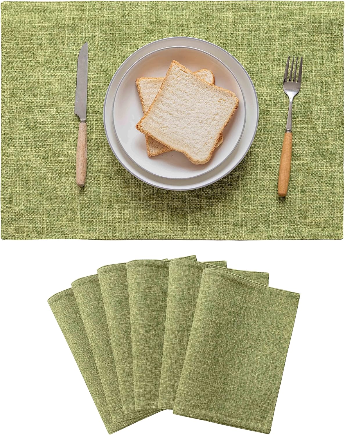 Home Brilliant Green Placemat Set of 6 Washable Place Mats Placemats Heat Resistant Table Mats for Wooden Table Dinner Decor, Lime Green