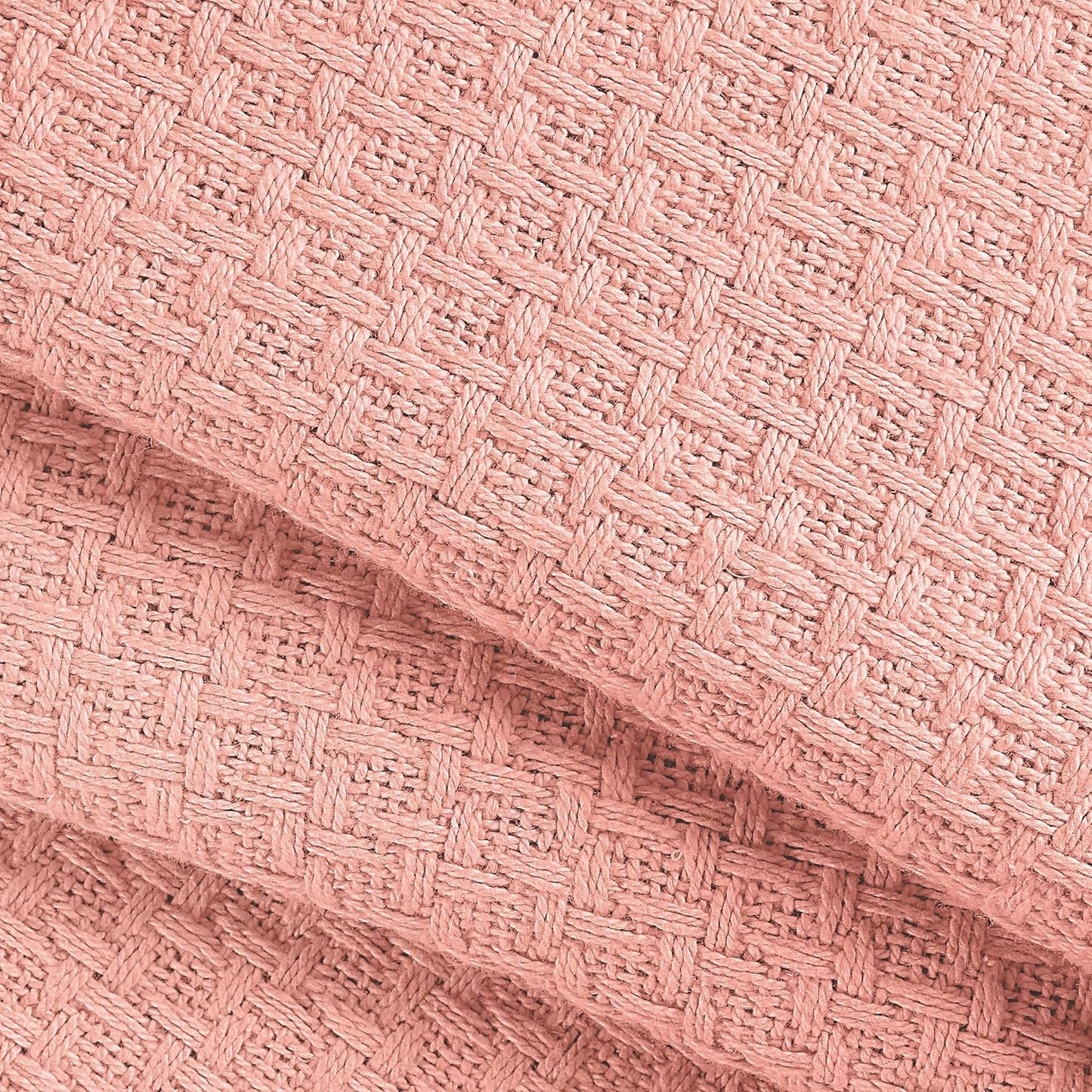 BELIZZI HOME 100% Cotton Bed Blanket, Breathable Bed Blanket Twin Size, Cotton Thermal Blankets Twin, Perfect for Layering Any Bed for All Season, Peach