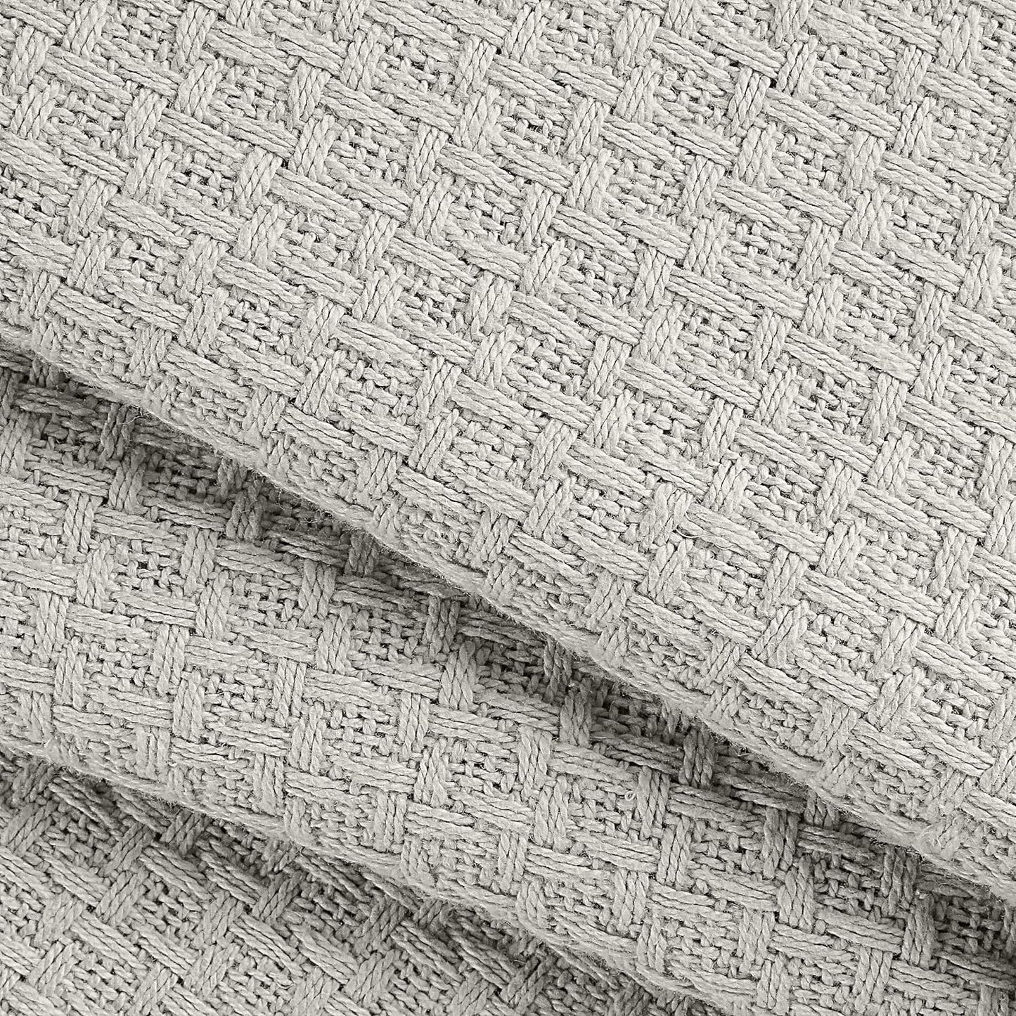 BELIZZI HOME 100% Cotton Bed Blanket, Breathable Bed Blanket King Size, Cotton Thermal Blankets King, Perfect for Layering Any Bed for All Season, Light Grey