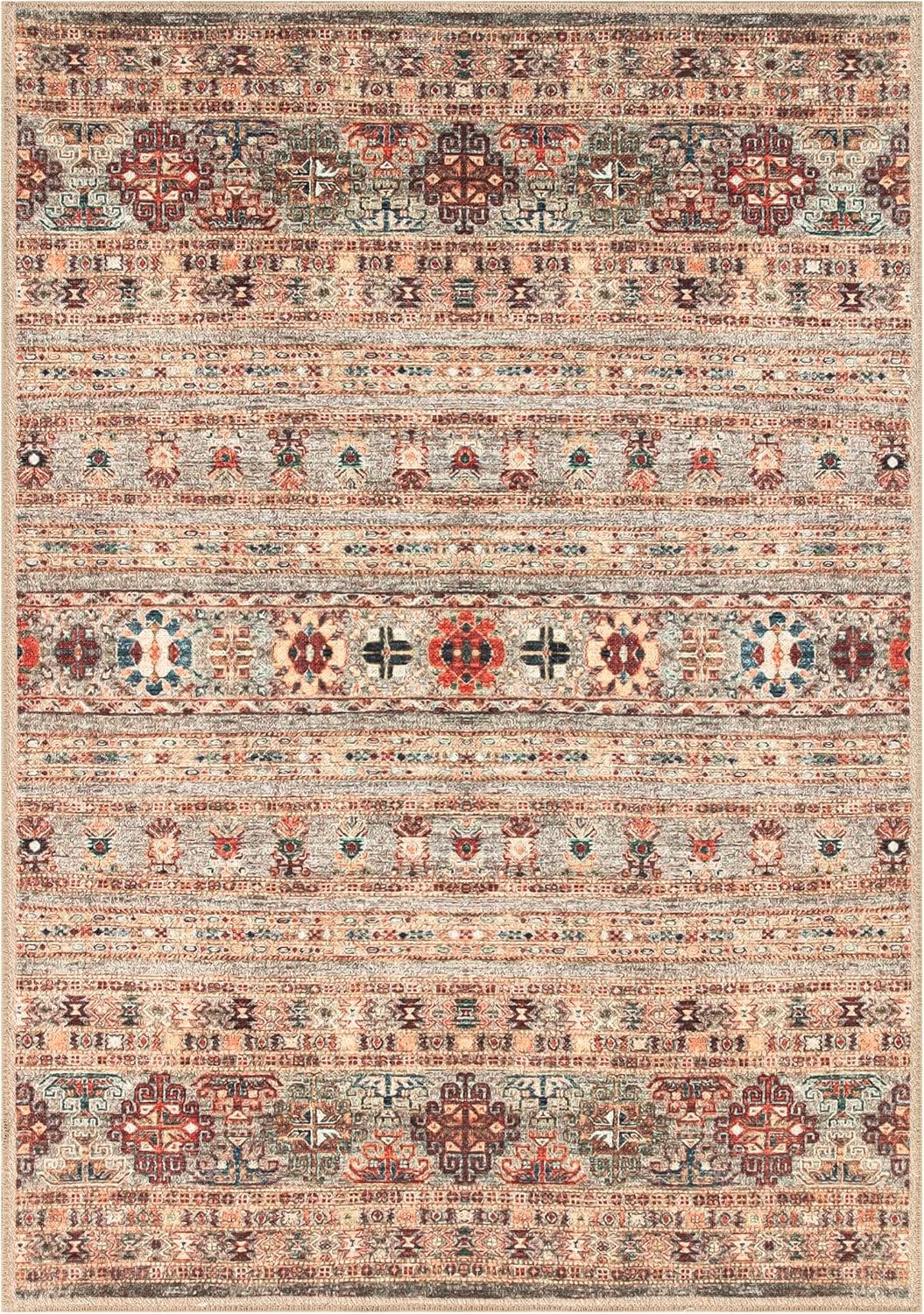 Keen Home Design 10x14 Rug - Machine Washable Area Rug with Non-Slip Backing, Ideal for Living Room, Dining Room, Bedroom - Vintage, Easy Clean, Durable, Low Pile Rug - (9'7" x 14')