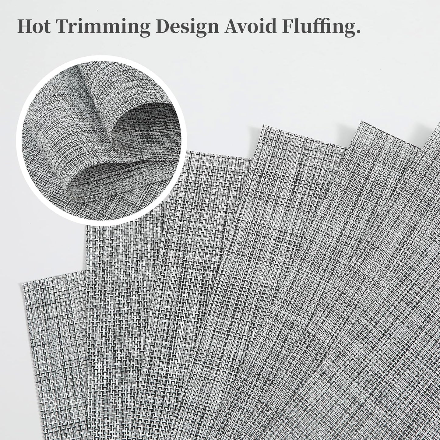 Leetaltree Linen Grey Placemats Set of 8 - Heat Resistant Non-Slip Place mats for Dining Table, Washable Durable PVC Vinyl Woven Table Mats（Linen Grey, 8）