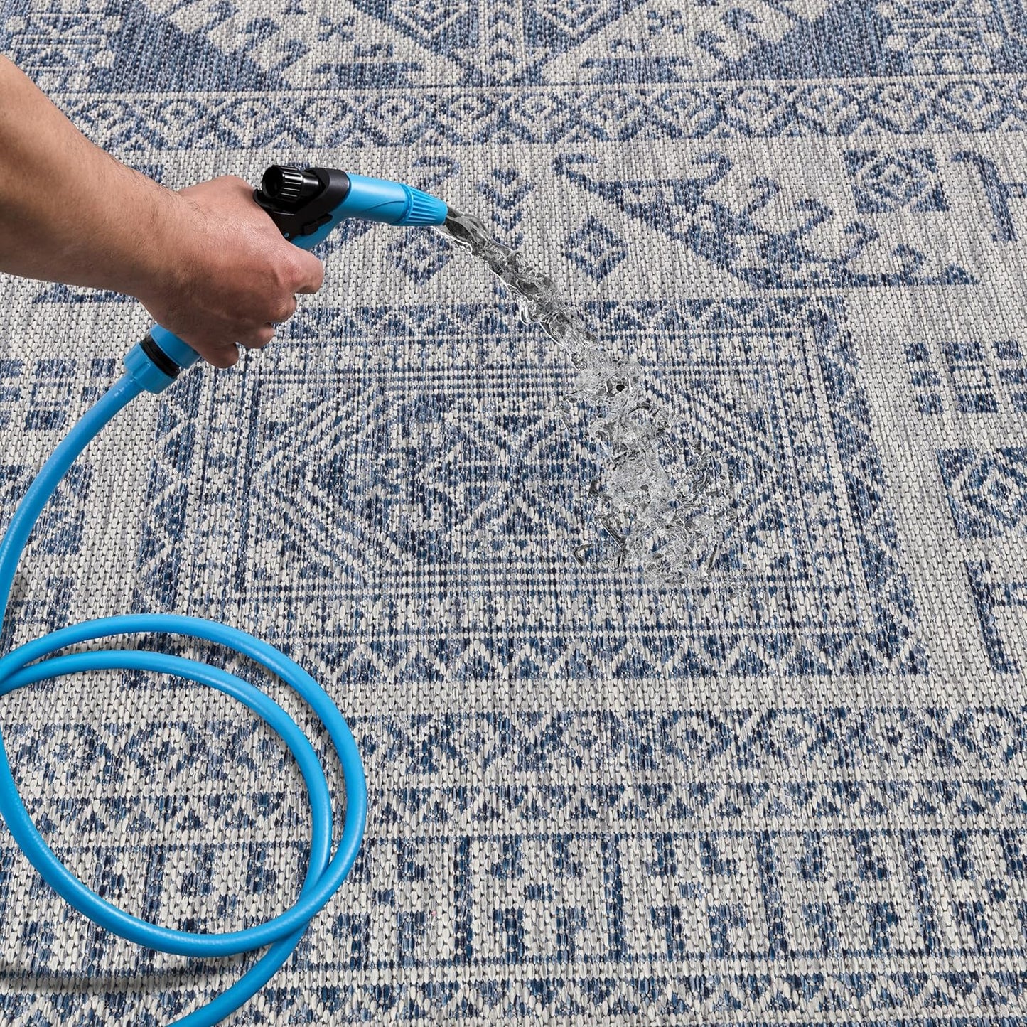 Keen Home Design Terrace Outdoor Area Rug - 5x8 Washable Indoor/Outdoor Rug for Patio, Kitchen, Balcony, Beach, Garden, Deck and Porch, Size: 5'3"x7'7"