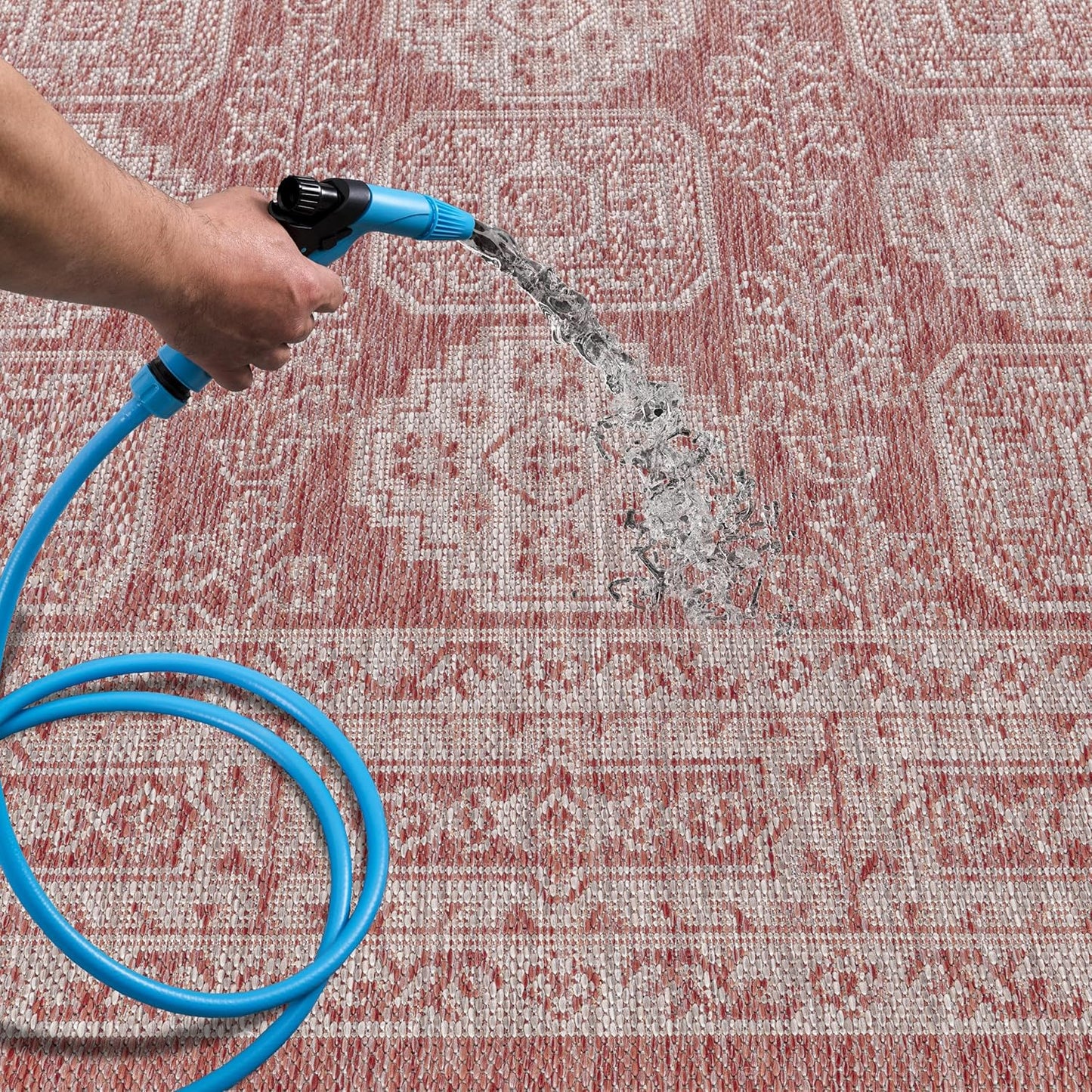 Keen Home Design Terrace Outdoor Round Rug - 5ft Round Washable Indoor/Outdoor Rug for Patio, Kitchen, Balcony, Beach, Garden, Deck and Porch, Size: 5'3" Round